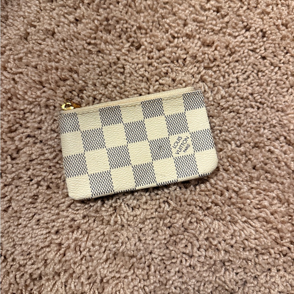 Louis Vuitton Cream and Gray Checkered Pouch